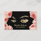  Floral Gold Lash Makeup Artist Hair Salon Visitekaartje (Voorkant)