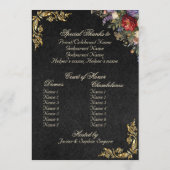 Floral & Gold Leaves - Black Quinceanera Program Programmakaart (Achterkant)