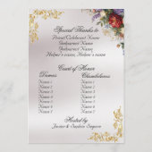 Floral & Gold Leaves - Pearl Quinceanera Program Programmakaart (Achterkant)