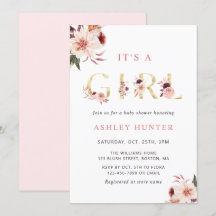 Floral Gold Letter Elegant Girl Baby shower