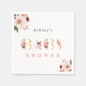 Floral Gold Letter Elegant Girl Baby shower Napkin Servet (Voorkant)