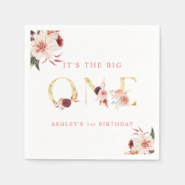 Floral Gold Letter legant Girl First Birthday Servet