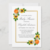 Floral Gold Lijst Baby shower Kaart (Voorkant)