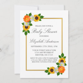 Floral Gold Lijst Baby shower Kaart