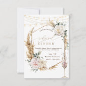 Floral Gold Lijst Champagne Glas Repetitie Diner Kaart (Voorkant)