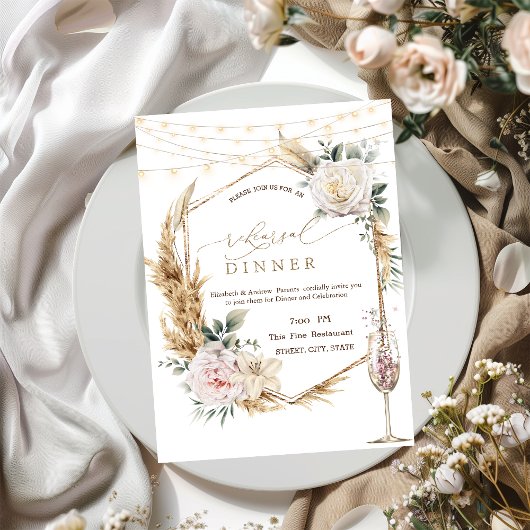 Floral Gold Lijst Champagne Glas Repetitie Diner Kaart