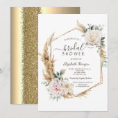 Floral Gold Lijst Glitter Vrijgezellenfeest Kaart (Voorkant / Achterkant)
