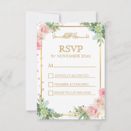Floral Gold Lijst islamitische bruiloft RSVP Kaartje
