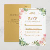 Floral Gold Lijst islamitische bruiloft RSVP Kaartje (Voorkant / Achterkant)