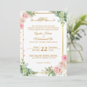 Floral Gold Lijst islamitische islamitische bruilo Kaart (Staand voorkant)