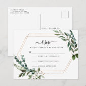 Floral Gold Lijst RSVP-kaart Briefkaart (Voorkant / Achterkant)