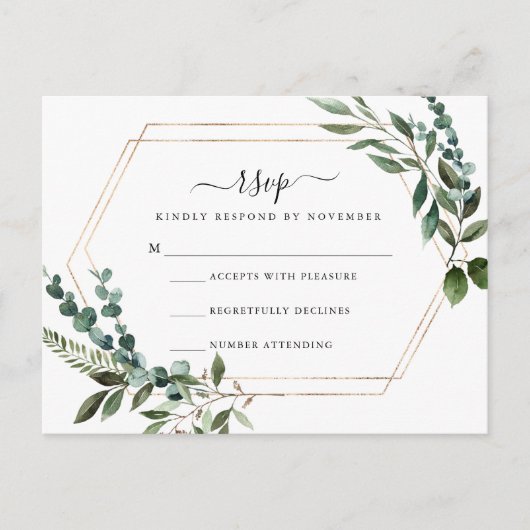 Floral Gold Lijst RSVP-kaart Briefkaart (Voorkant)