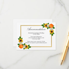 Floral Gold Lijst Wedding Accommodatie Informatiekaartje