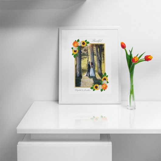 Floral Gold Lijst Wedding Bedankkaart