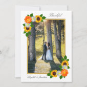 Floral Gold Lijst Wedding Bedankkaart (Voorkant)