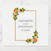 Floral Gold Lijst Wedding Bier Etiket (Enkel label)