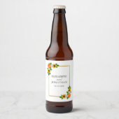 Floral Gold Lijst Wedding Bier Etiket (Voorkant)