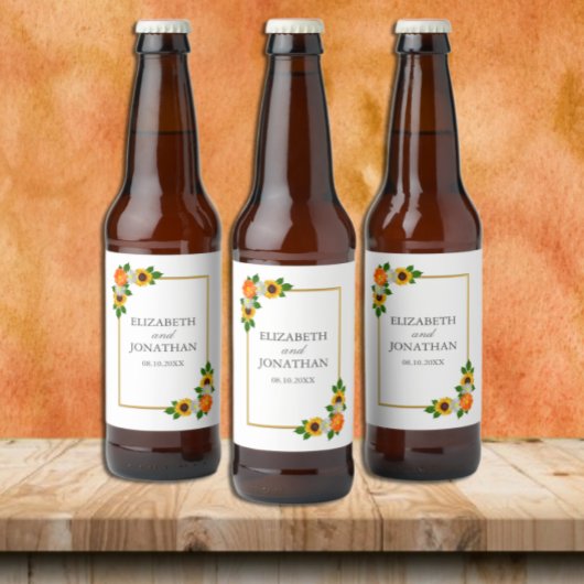 Floral Gold Lijst Wedding Bier Etiket