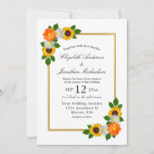 Floral Gold Lijst Wedding Kaart (Voorkant)