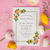 Floral Gold Lijst Wedding Kaart