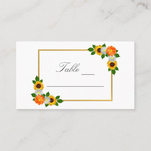 Floral Gold Lijst Wedding Plaatskaartje (Voorkant)