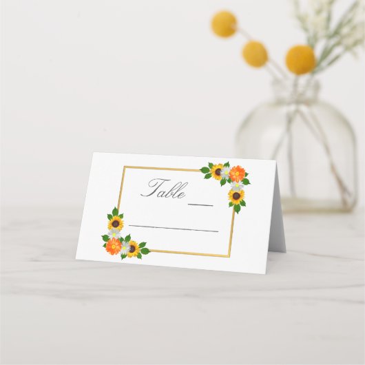 Floral Gold Lijst Wedding Plaatskaartje (Voorkant)