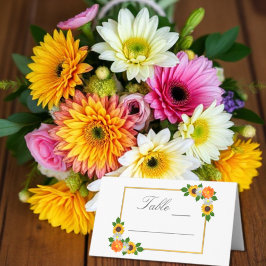 Floral Gold Lijst Wedding Plaatskaartje