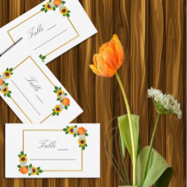 Floral Gold Lijst Wedding Plaatskaartje