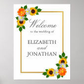 Floral Gold Lijst Wedding Poster (Voorkant)