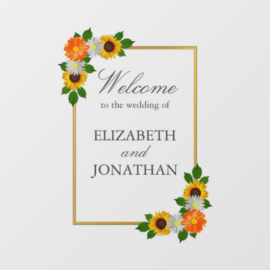 Floral Gold Lijst Wedding Raamsticker (Vel)