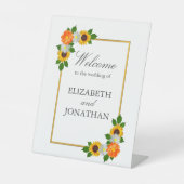Floral Gold Lijst Wedding Reclamebord Met Voetstuk (Voorkant)