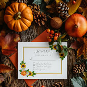 Floral Gold Lijst Wedding RSVP Kaartje