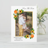 Floral Gold Lijst Wedding Save The Date (Staand voorkant)