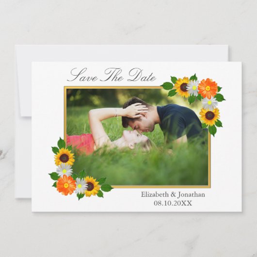 Floral Gold Lijst Wedding Save The Date (Voorkant)