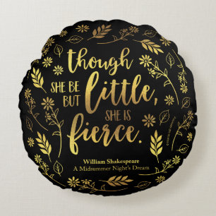 Floral Gold Little but Fierce William Shakespeare Rond Kussen