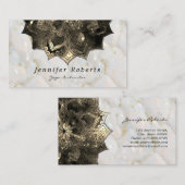 Floral Gold Mandala Opal Stone Yoga Instructeur Visitekaartje (Voorkant / Achterkant)