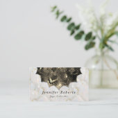 Floral Gold Mandala Opal Stone Yoga Instructeur Visitekaartje (Staand voorkant)