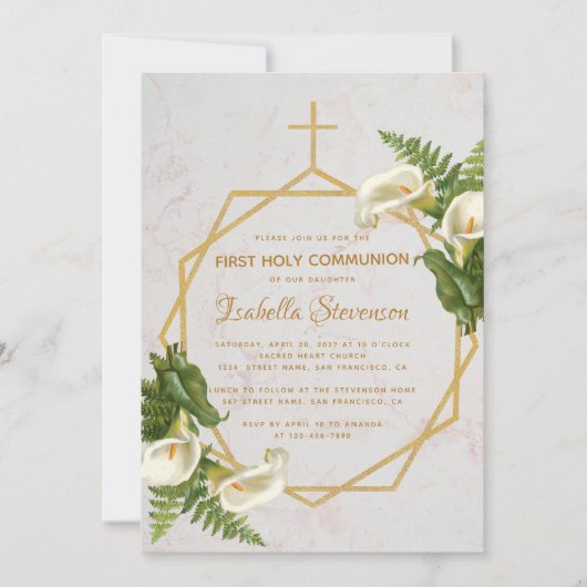 Floral Gold Marble Calla Lilies Kaart (Voorkant)