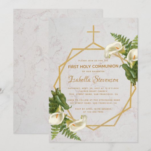 Floral Gold Marble Calla Lilies Kaart (Voorkant / Achterkant)