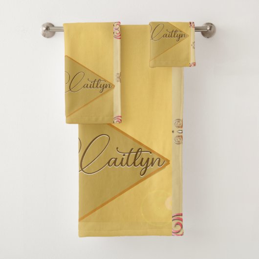 Floral Gold met naam Bad Handdoek (Insitu)