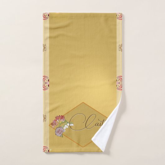 Floral Gold met naam Bad Handdoek (Handdoek)
