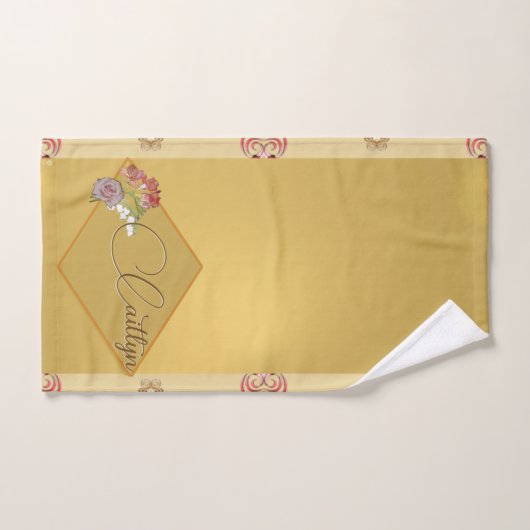 Floral Gold met naam Bad Handdoek (Handdoek)