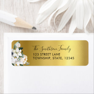 Floral Gold Metallic Aangepaste Retouradreslabels Etiket