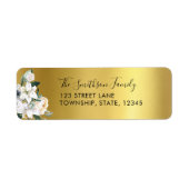 Floral Gold Metallic Aangepaste Retouradreslabels Etiket (Voorkant)