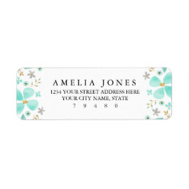 Floral Gold Mint Leaf retour adres label