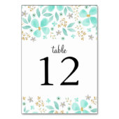 Floral Gold Mint Leaf Trouwtafel Aantal Kaarten (Achterkant)