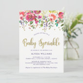 Floral Gold | Moderne Baby van de Waterverf Kaart (Staand voorkant)