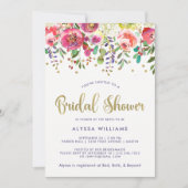 Floral Gold | Moderne Waterverf Vrijgezellenfeest Kaart (Voorkant)