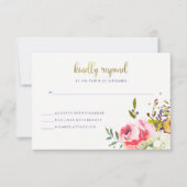 Floral Gold | Moderne Waterverf-weddenschap RSVP Kaartje (Voorkant)