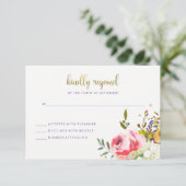 Floral Gold | Moderne Waterverf-weddenschap RSVP Kaartje (Staand voorkant)
